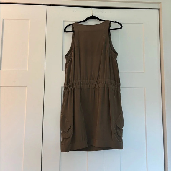 BCBG Maxazria Silk Army Green Cargo Tank Dress Size M - Picture 3 of 4